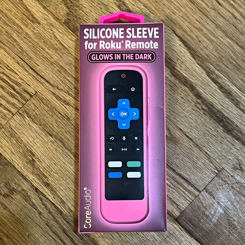 CoreAudio Silicone Sleeve for Roku Remote Control Glows in the Dark Pink